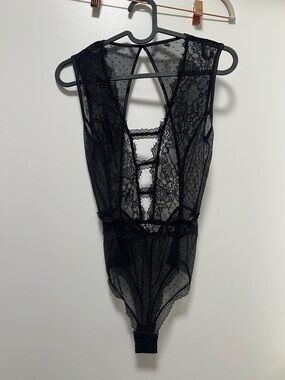 intimissimi Black Lace & Polka-Dot Mesh Bodysuit